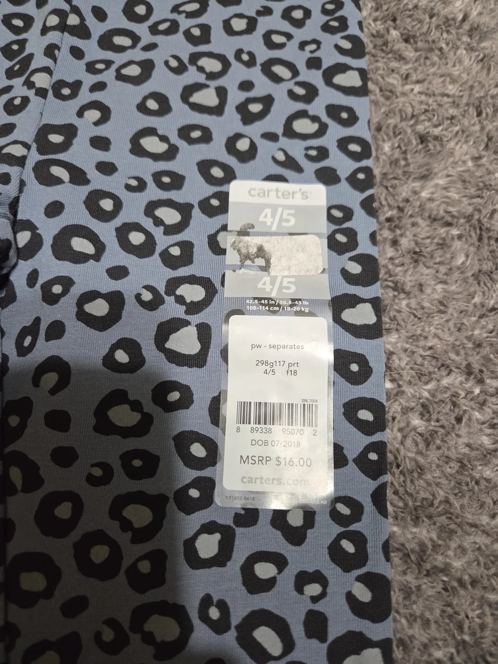 Carter's Blue and Black Leopard Print Girls' Leggings